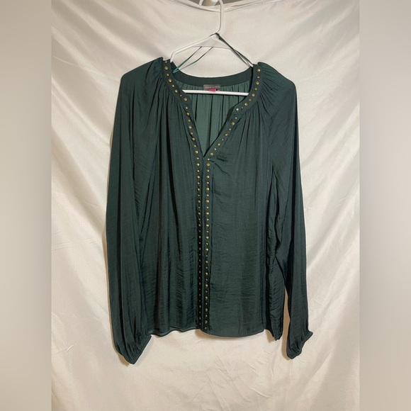 Vince Camuto Dark Green Studded Blouse - Picture 1 of 7
